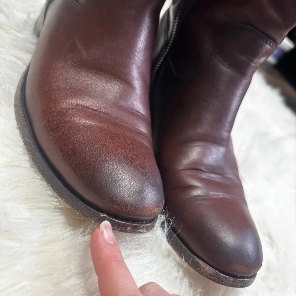 Frye “Melissa Tab” Tall Riding Boots in Cognac/Redwood size Women’s 7.5